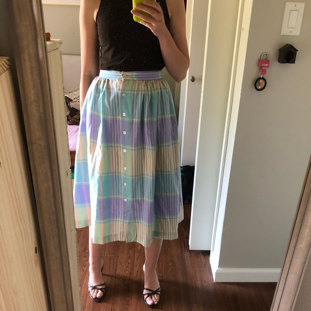 ✨Vintage 80s Cheryl Tiegs Plaid Midi Skirt